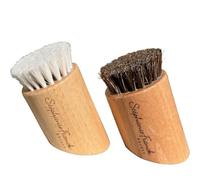 Stephanie Franck Beauty - Dry Brushing Face Brushes - Duo di spazzole asciutte per il Viso - Massaggio esfoliante, rivitalizzante, stimolante - Pelo di Capra (morbido) e Crine di Cavallo (deciso)