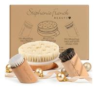 Stephanie Franck Beauty Set Spazzole Corpo e Viso per Spazzolatura a Secco - Esfoliante Naturale con Setole Morbide e Dure - Legno Naturale - Pelle Liscia e Tonica - Idea Regalo Donna e Uomo
