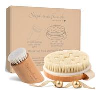 Stephanie Franck Beauty - Set Spazzole Dry Brushing Corpo e Viso in Setole Naturali e Legno - Esfoliazione, Massaggio e Drenaggio Linfatico per Pelle Luminosa e Liscia