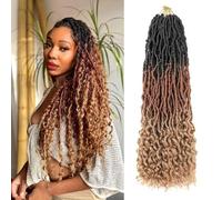 Stephanie Trecce finte all'uncinetto, 61 cm, con estremità ricce, confezione da 8 morbidi capelli finti all'uncinetto, colore nero naturale, pre-passati, sintetici per donne (1B/30/27, 61 cm)