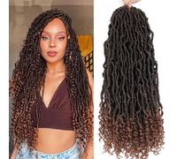 Stephanie Trecce finte da Dea da 45,7 cm, con estremità ricce, confezione da 8 morbidi capelli finti all'uncinetto, neri naturali, pre-passati, sintetici da donna (T30, 45,7 cm)