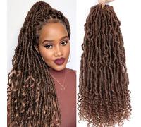 Stephanie Trecce finte da Dea da 45,7 cm, con estremità ricce, confezione da 8 morbidi capelli finti all'uncinetto, colore nero naturale, pre-passati, sintetici per donne (30#, 45,7 cm)