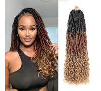 Stephanie Trecce finte da Dea da 45,7 cm, con estremità ricce, confezione da 8 pezzi, capelli sintetici neri naturali, pre-passati, per trecce all'uncinetto, per donne (1B/30/27)