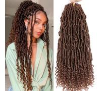 Stephanie Trecce finte da dea da 61 cm, con estremità ricce, confezione da 8 morbidi capelli finti all'uncinetto, colore nero naturale, pre-passati, sintetici per donne (30#, 61 cm)