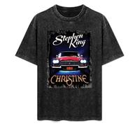 Stephen King Christine Retro Movie Poster Men And Women Vintage Washed Short Sleeve T-Shirt Streetwear Loose Casual Size M