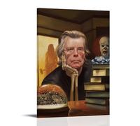 Stephen King- Tela artistica da parete con motivo Stephen King, decorazione artistica da parete per camera da letto, soggiorno, camera da letto, con cornice, stile 50 x 75 cm