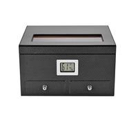 STEPHM Humidor for sigari for 45 sigari Igrometro Digitale e umidificatore Scatola for sigari in Legno di Cedro Fatta a Mano Custodia for sigari da Viaggio Portatile for Gli Uomini(Color:Carbon