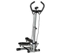 Stepper con Manubrio Regolabile 55x53x118-128 cm Monitor LCD ed Elastici Nero