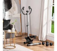 Stepper con Manubrio Regolabile, Impugnature Antiscivolo ed Elastici, Step Fitness con Monitor LCD per Casa e Palestra, Nero e Argento Description:Rendi più efficaci i tuoi allenamento con lo stepper