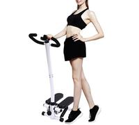 Stepper Fitness Stepper nero con maniglia, 150 kg | Stepper professionale con computer di allenamento LCD e fasce di resistenza - Step Machine regolabile per casa, ufficio e palestra