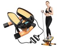 Stepper per Esercizi, Mini Stepper Muto per Scale con Bande di Resistenza e Monitor LED, per casa, Ufficio e Palestra