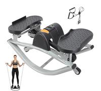 Stepper Rock - Macchina per allenare glutei, gambe e muscoli del tronco, design con movimento a dondolo laterale, 50 cm x 25 cm x 25 cm + corde di resistenza, struttura in metallo ABS resistente, per