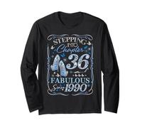 Stepping Into 36 Fabulous Since 1990 36th Birthday Women Maglia a Manica