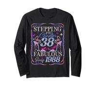 Stepping Into 38 Fabulous Since 1988 38th Birthday Women Maglia a Manica