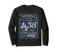 Stepping Into 38 Fabulous Since 1988 38th Birthday Women Maglia a Manica