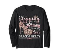 Stepping into My February Birthday Donne Ragazze Signore Bday Maglia a Manica