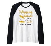 Stepping Into My September Birthday Donne Ragazze Signore Divertente Maglia con Maniche Raglan