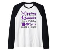 Stepping Into My September Compleanno Donne Ragazze Signore Maglia con Maniche Raglan