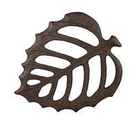 Relaxdays Pietra Decorativa da Giardino, Design a Foglia, Stepping Stone per Aiuole e Prati, Ghisa, 26 x 32 cm, Marrone