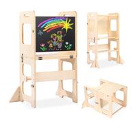 STEPSAFE Torre montessoriana per bambini, 3 in 1 Multifunzionale Torre di apprendimento con lavagna, montessoriana Learning Tower Con tavolo da disegno scala montessoriana per bambini (legnoso)