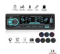 STEREO AUTO 1 DIN AUTORADIO BLUETOOTH FRONTALINO UNIVERSALE AUX USB MULTI LED
