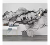 Stereo Bianco E Nero Fumo Cavallo Astratto 3D Carta Da Parati Facile Installare Mobili Sfondi Ufficio Divano Camera Letto Sfondo Decorazione Murale-150cm×105cm