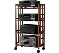 Stereo Cabinet AV Media Tower, 4 livelli CD Storage Floor Stand con Ruote per Home Theater Audio Rack