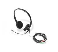 DIGITUS Cuffie Stereo per Ufficio, On Ear, riduzione del Rumore Cavo da 1,95 m, unità di Controllo, 2 Prese Stereo da 3,5 mm