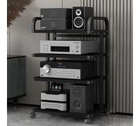 Stereo Std Moderno con Ruote Audio-Video Media Std Design Av Media Std Audio Rack Tower per Giradischi Armadio Stereo in Legno Torre Rack Audio per Sala di Registrazione D, Deep Black, 50x40x85.5cm