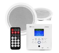 Stereo versterker - Power Dynamics BTW30SET inbouw versterker met Bluetooth, 2x plafond speaker en afstandsbediening - 30W (952.482)