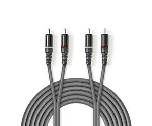 Stereoljudkabel | 2x RCA Hane | 2x RCA Hane | Nickelplaterad | 1,50 m | Round | Mörkgrå | Custodia di cartone