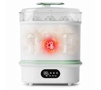 Sterilizzatore a vapore e asciugatrice per biberon, sterilizzatore elettrico 4 in 1 per biberon, accessori tiralatte, timer regolabile, capacità 6 bottiglie, spegnimento automatico