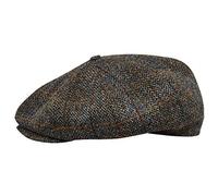 Sterkowski Peaky Style | Harris Tweed Berretto da Uomo | Caldo e Confortevole, Marrone/Blu A Scacchi, 57