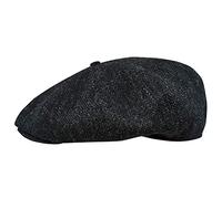 Sterkowski Peaky Style | Harris Tweed Berretto da Uomo | Caldo e Confortevole, Nero/Antracite a Spina di Pesce, 54