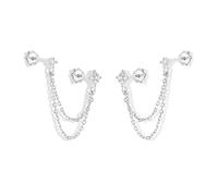 Sterline D'argento 925 con fiore di zirconia cubica a doppio piercing per donne, ragazze, cartilagine, nappa, pendente, scalatore, crawler, carino, moda, minimalista, gioielli
