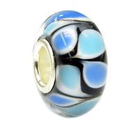 Sterling argento blu a forma di goccia con charm in vetro stile europeo