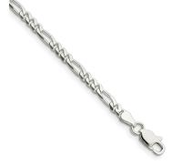 Sterling Argento Lucido 3.5mm Semplice Bracciale Figaro W/ a Moschettone 17.8cm