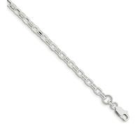 Sterling Argento Lucido 4.4mm Ovale Rolo Bracciale W/ Gancetto a Levetta 17.8cm