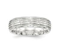 Sterling Argento Lucido 6mm Greco Chiave Bordo Smussato Fede Nuziale Misure 7 A