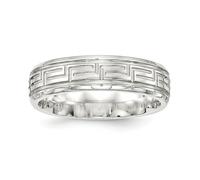 Sterling Argento Lucido 6mm Greco Chiave Bordo Smussato Fede Nuziale Misure 7 A