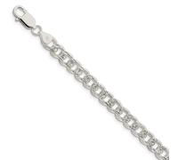 Sterling Argento Massiccio 7.5mm a Pavé Bracciale Maglia Barbazzale W/Gancio