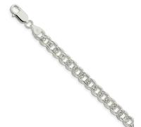Sterling Argento Massiccio 7.5mm a Pavé Bracciale Maglia Barbazzale W/Gancio