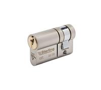 Sterling ESD1145 11 mm int. 45 mm ext (56 mm) singolo TS007 3 stelle polizia approvato da design Euro porta cilindro, doppia finitura ottone e nichel satinato, interno x totale esterno