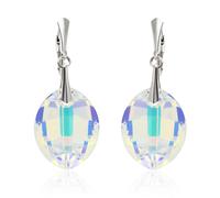Sterling Foglia Argento Orecchini Ganci Fatto Con 6734 23mm Primero Cristalli