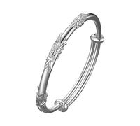 Sterling Silver Bangle Bracciali Per Le Donne Dei Monili di Modo Regolabile 925 Argento Polsino Braccialetti Per Le Donne Mamma Moglie San Valentino Festa della Mamma Bn0191-55l, Misura unica, Metallo