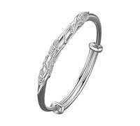 Sterling Silver Bangle Bracciali Per Le Donne Dei Monili di Modo Regolabile 925 Argento Polsino Braccialetti Per Le Donne Mamma Moglie San Valentino Festa della Mamma Bn0191-55l, Misura unica, Metallo