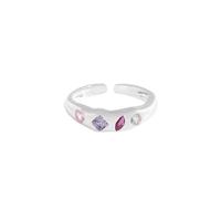 Sterling silver contrasto zircone split anello coreano signore design -LJ0611