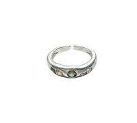 Sterling silver contrasto zircone split anello signore personalità semplice -LJ0612