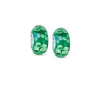 Sterling Silver Core Floral Blue Verde Rosa Rosso Nero Bianco Fiore Charm Bead Fits Bracciale Europeo Per Donna Teen, talla única, Vetro, Non è una pietra preziosa