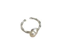 Sterling Silver design Pearl Split anello donna fresco -LJ0568
